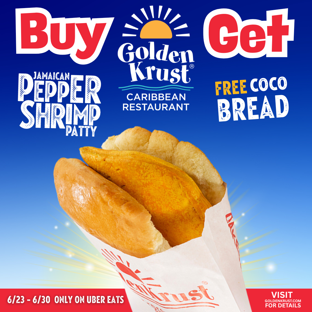 Free Coco Bread With Jamaican Pepper Shrimp Patty Purchase