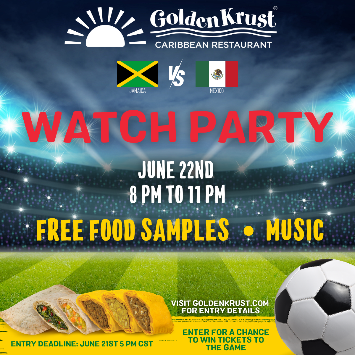Watch Party: Jamaica v. Mexico at Golden Krust Kirby Drive